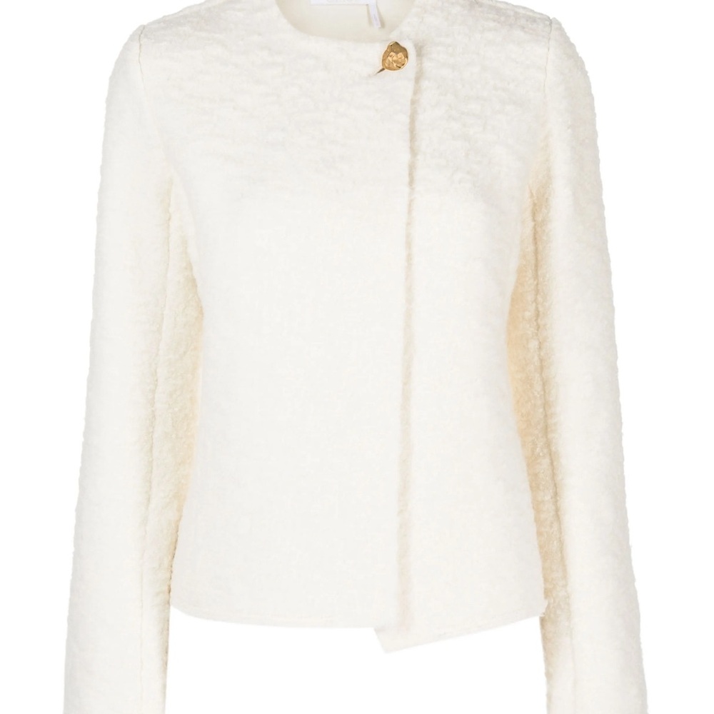 Chloe textured wool-blend jacket in color Eden White, Size 40 NWT